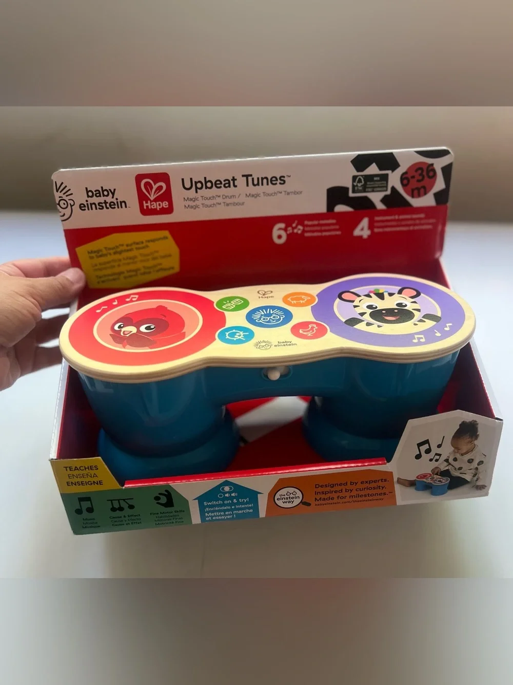 Baby Einstein Upbeat Tunes Magic Touch Wooden Drum Musical Toy